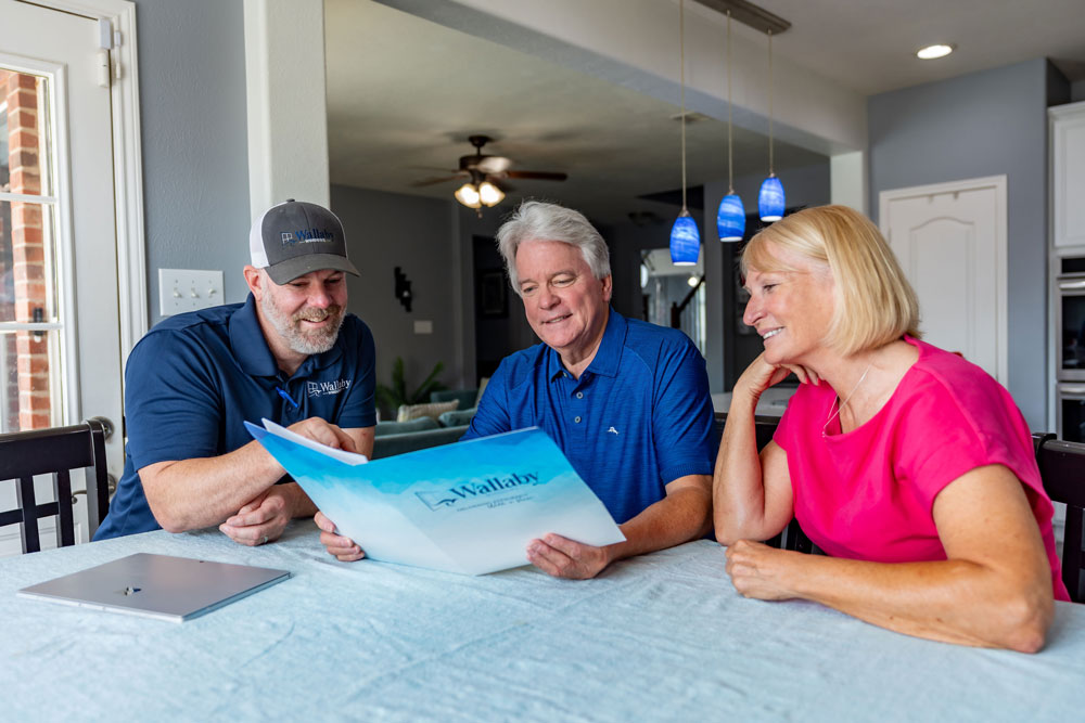 Wallaby team reviewing documents with clients